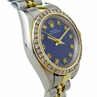 ROLEX LADY OYSTER PERPETUAL STAINLESS STEEL & GOLD CUSTOMISED WRISTWATCH 67193 3