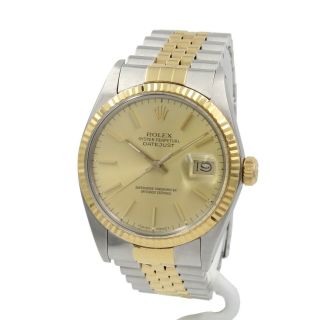 Rolex Datejust 16013 18k Gold Steel 36mm Champagne Dial Jubilee Wrist Watch 8311