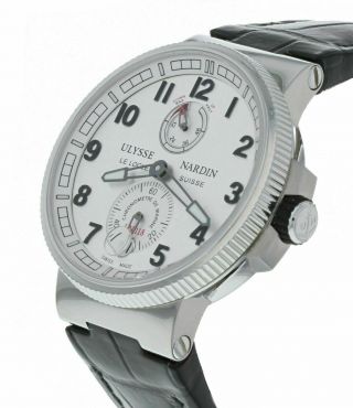 Ulysse Nardin Marine Chronometer Black Alligator Leather Men ' s Watch 1183 - 126/61 3