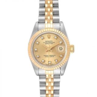 Rolex Datejust 26 Steel Yellow Gold Diamond Dial Ladies Watch 69173