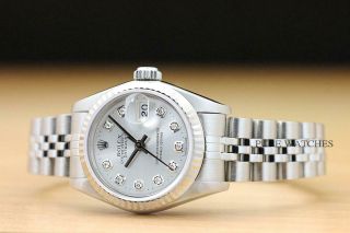 ROLEX LADIES DATEJUST 18K WHITE GOLD & STAINLESS STEEL SILVER DIAMOND DIAL WATCH 2