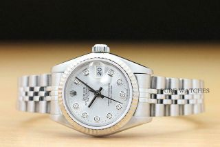 ROLEX LADIES DATEJUST 18K WHITE GOLD & STAINLESS STEEL SILVER DIAMOND DIAL WATCH 3