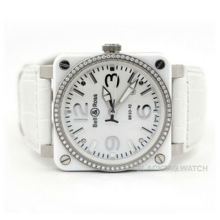 Bell & Ross Br03 - 92 White Ceramic Diamonds Br0392 - Wh - C - D/sca Wristwatch
