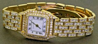 18k Gold Elegant High Fashion 3.  50ctw Diamond Quartz Ladies Watch