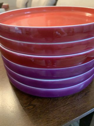 6 Block Chromatic Salad Plates 7 3/4 " Red Lavender 44246,  44145 (3 Ea)