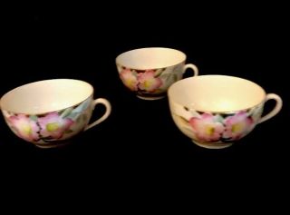 Vintage Noritake Azalea Pattern Coffee / Tea Cups 19322 Green Mark Morimura 3