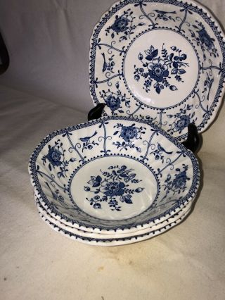 Set of 4 Johnson Brothers Indies Blue Square Cereal Bowl 6 1/8 