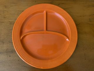 Vintage Fiesta Red Orange Divided Plate Homer Laughlin 10 1/2” Across