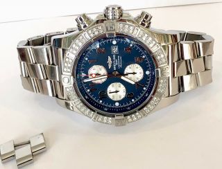 Breitling Avenger A13370 48mm Diamond Bezel Steel Chronograph Watch