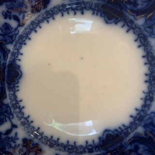 Lakewood Royal Semi - Porcelain Wood & Son England Blue & White Flow Plate W/Gold 2
