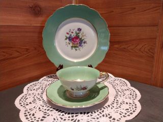 Vintage Royal Bayreuth China Bavaria Germany Us Zone Tea Cup,  Saucer & Plate Set