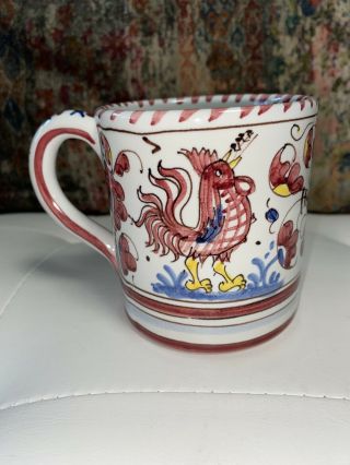 Set of 3 PV DERUTA Italy Majolica Pottery Rooster Mugs 2