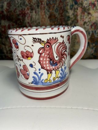 Set of 3 PV DERUTA Italy Majolica Pottery Rooster Mugs 3