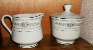 Elington Fine Porcelain China Of Japan Diane Creamer And Covered Sugar Bowl Set