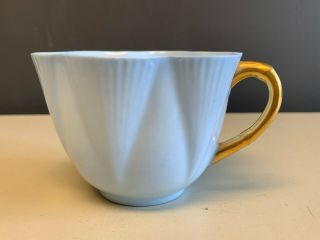 Shelley China Light Pastel Blue Gold Handle Dainty Shape Cup Scalloped Teacup