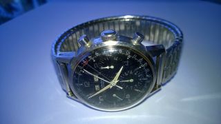 Wakmann Vintage Incabloc Triple Date Chronograph Watch Runs 1