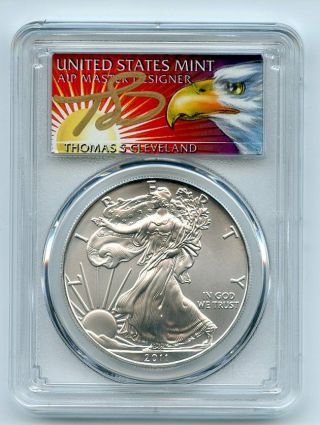2011 $1 American Silver Eagle Dollar 1oz Pcgs Ms70 Thomas Cleveland Eagle