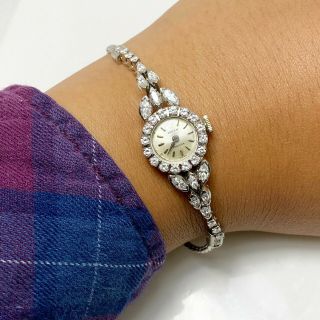 Opulent Vintage Ladies Rolex Diamond 18k White Gold Watch (7770)