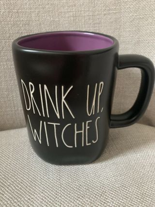 Rae Dunn Black Mug,  Drink Up Witches,  Purple Interior,  2020 Halloween,  Htf,