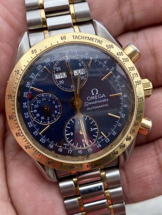 Omega Speedmaster Triple Date Ref 32520 Gold 18k And Steel Automatic Chronograph