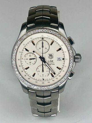 Tag Heuer Stainless Steel Link Chronograph Diamond Watch Ref.  Cjf2118