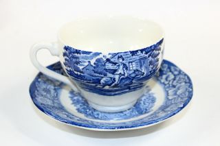 Liberty Blue Staffordshire Tea Cup Saucer Old North Church England