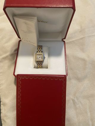 Auth Panthere De Cartier Small Two Tone 18k Gold Stainless Steel Watch