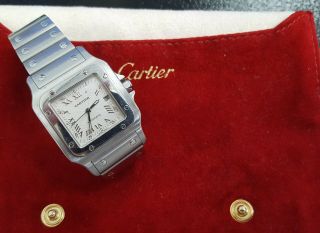 Cartier Santos Galbee 2319 Automatic Watch Stainless Steel White Starburst Dial
