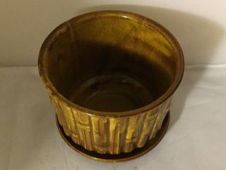 Vintage Mccoy Art Pottery Brown Bamboo Planter Flower Pot 0373 Mid Century Usa