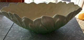 Vintage Royal Haeger Leaf Design Large Planter - Fruit Bowl 13 " X 4 " Green White