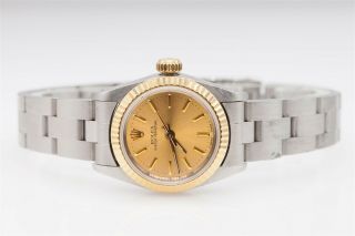 Estate 1993 $8000 Oyster Rolex Ladies 18k Yellow Gold Ss Watch & Wty & Band