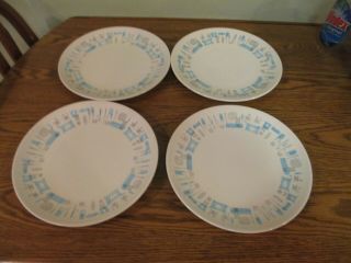 Set Of 4 Vintage Royal China Blue Heaven 10 " Dinner Plates - Gray/blue -