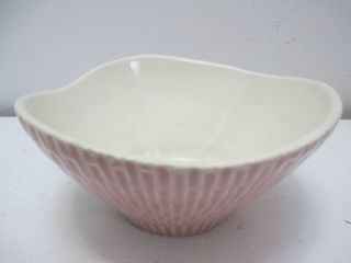 Vintage Red Wing Pottery Round Bowl Planter Basketweave Pink 5 1/2 " D