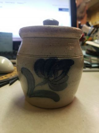 Vintage Rowe Pottery 1985 Salt Glaze Stoneware Jar With Lid - Flower Design