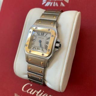 Cartier Santos Galbee Stainless Steel Tutone Quartz Watch.  Certificate And Box