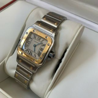 Cartier Santos Galbee Stainless Steel Tutone Quartz Watch.  Certificate and Box 3