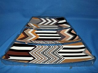 Missoni For Target Chevron Ceramic 3 Section Puzzle Trays Serving Dishes Zig Zag