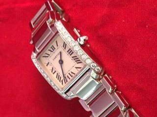 Ladies Cartier Tank Francaise Stainless Steel Wrist Watch