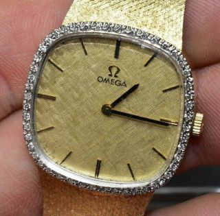 Vintage Omega 14k Gold 52.  6 Grams Mechanical Watch W/ Diamond Bezel Bin Fs
