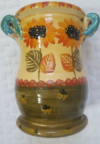 Italica Ars Italian Art Pottery Ceramic Hand Painted Italy Utensil Holder Vase