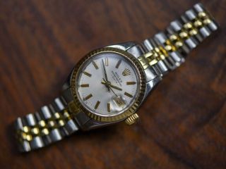 Vintage Rolex Oyster Perpetual Date 6917 14k & Ss Automatic Ladies Watch 2030
