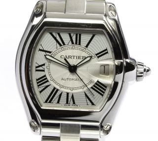 Cartier Roadster Lm W62025v3 Date Silver Dial Automatic Men 