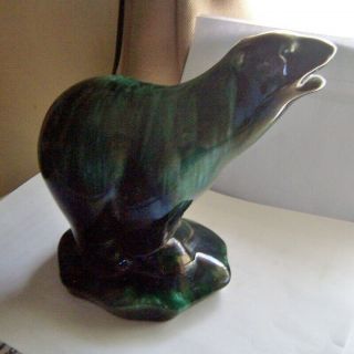Vtg Blue Mountain Pottery Green Drip Glaze Ceramic Polar Bear Figurine Canada