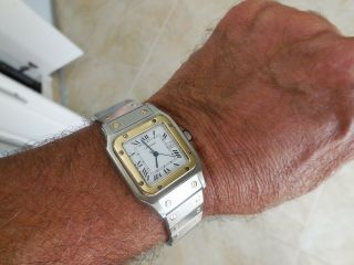 Vintage Cartier Santos Galbee 18KT Gold / Steel Large Automatic 29mm Men ' s Watch 3