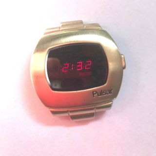 Rare Vintage Pulsar P2 Digital Led Quartz 14kt Solid Gold Wrist Watch