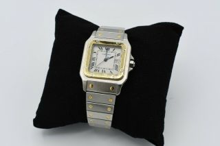 Vintage Mens Cartier Santos Galbee 18k Yellow Gold S.  Steel Automatic 28mm Watch