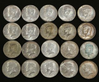 Roll Of 20 40 Silver Kennedy Half Dollars - 1965 - 1968 Various Conditions