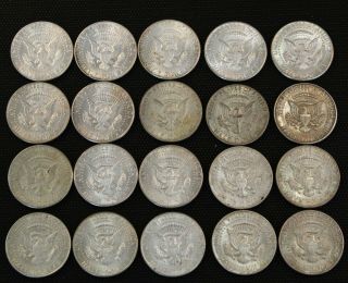 Roll of 20 40 Silver Kennedy Half Dollars - 1965 - 1968 various conditions 2