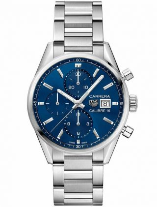 Tag Heuer Carrera Calibre 16 Blue Automatic Chronograph W/tag Msrp $4150
