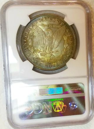 1886 - P NGC MS 64 Morgan Dollar 2 Sided Textile Rainbow Color Toned 2